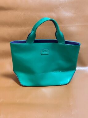 Green Leather Tote Bag by
